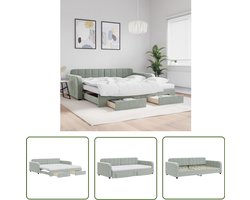 vidaXL Slaapbank met onderschuifbed - lichtgrijs Slaapbank - Tweepersoonsbed - Fluweelsofa - Lounge Sofa - Boxspring