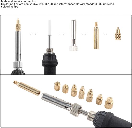 7 Soorten Mini Rvs Soldeerbout Tip Vervanging voor Ts100 Draagbare Outdoor Soldeerbout Kit (Ts-D24 Soldeerpunt