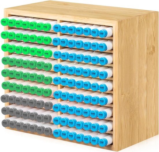 VexNook Bamboemarkeerorganizer voor 144 markeerstiften, bureau-organizer, hout, pennenorganizer voor alcoholmarker, hoogwaardige bamboeconstructie, geen montage nodig (met Dinasour hoekbescherming