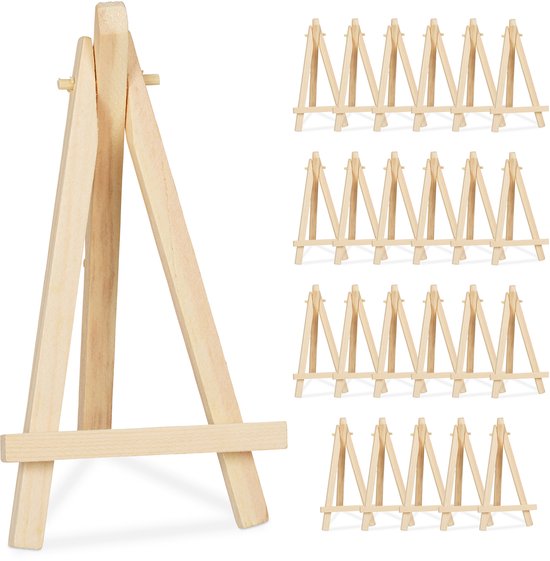 Set van 20 mini-doeken, 15 x 15 cm klein uitgestrekt canvas paneel met mini- ezel, kunst canvas schilderset met 10 borstels en 5 verfbak voor kinderen, tieners, acryl gietolie, waterkleurgeschenk