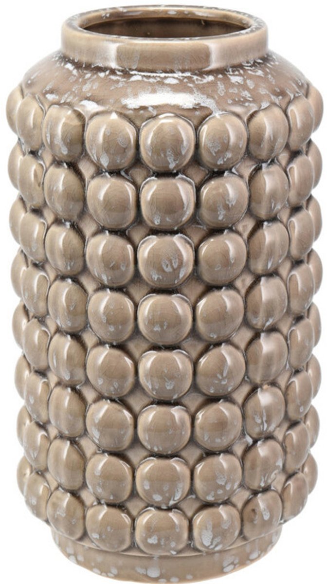 Home & Styling Vaas Bubbels - keramiek - beige - D15 x H27 cm - Moderne woonstijl bloemenvaas