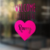 Geboorte sticker welcome little girl met naam - Roze - 60 x 91 cm overige stickers - raamsticker geboorte