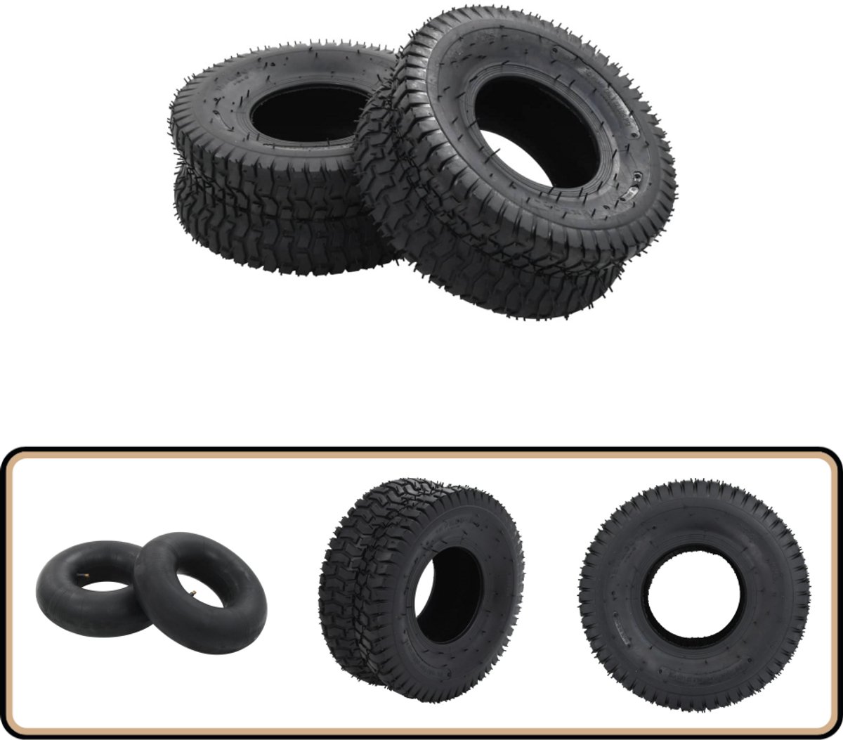 VidaXL 4-delige kruiwagenband- en binnenbandset 15x6.00-6 4PR rubber