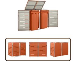 vidaXL Containerberging 138x77,5x112,5 cm RVS Afvalbakberging - Vuilnisbakken - Tuingereedschap - Buitenschilderwerk - Oranjekleur