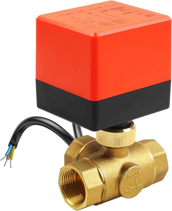 SWAWIS 3-wegs zoneklep kogelventiel motorkogelkraan DN25 G1 inch AC 230V elektrisch ventiel motorventiel messing afsluiter schakel kogelventiel driewegklep voor stroomregeling, 2 stuks