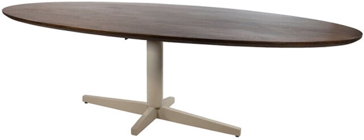 MySons Eettafel Scorpio ovaal Beige poot Mangohout 240x100 cm - walnoot