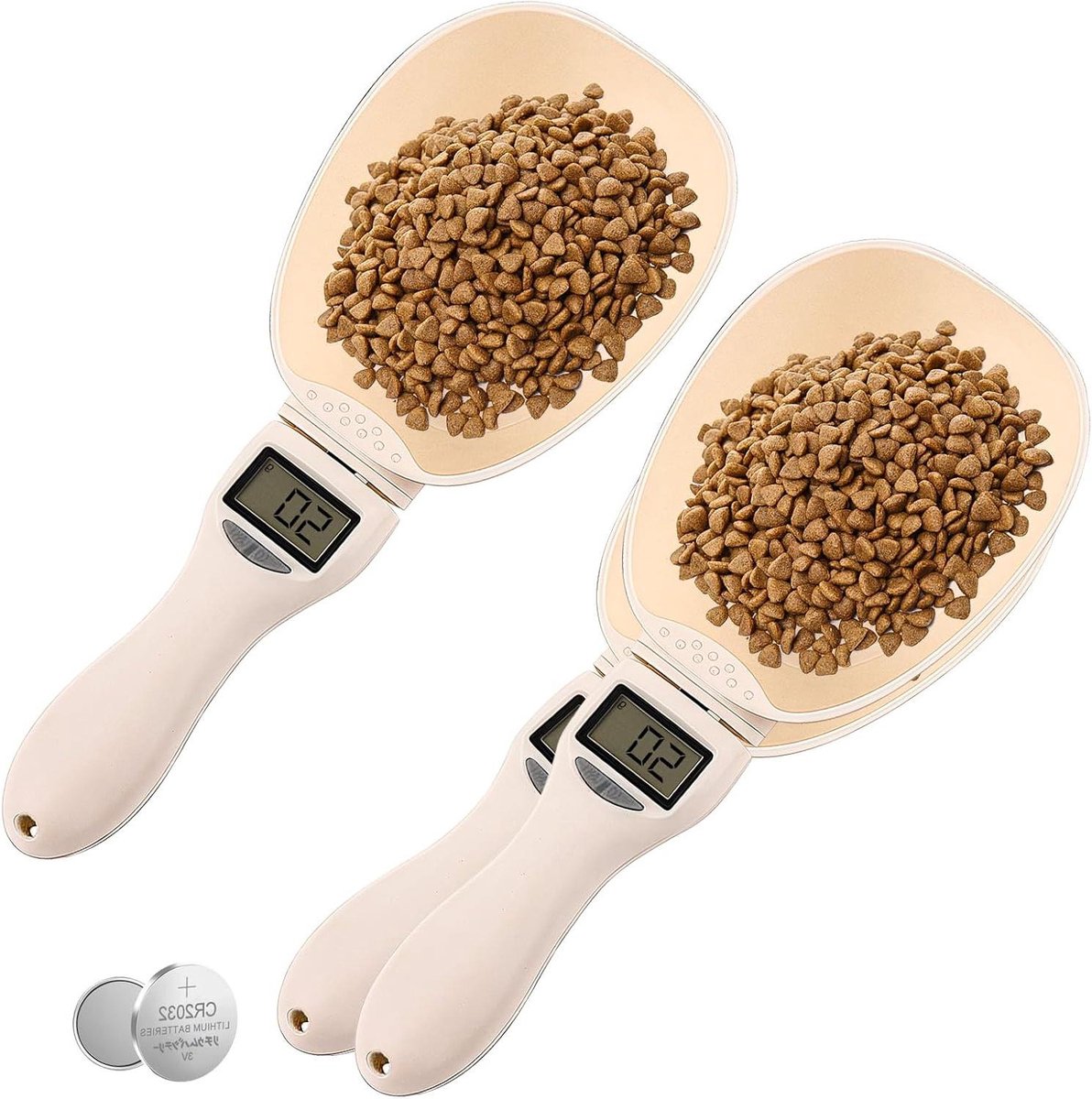 Nauwkeurige digitale lepelweegschalen - set van 2 stuks, tot 800 g, LCD-display - voor specerijen, meel, vloeistof, hondenvoer - 1 g nauwkeurigheid