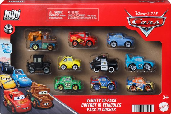 Disney et Pixar Cars Mini Racers 10-pack, ensemble de 10 véhicules jouets du film (le style peut varier)