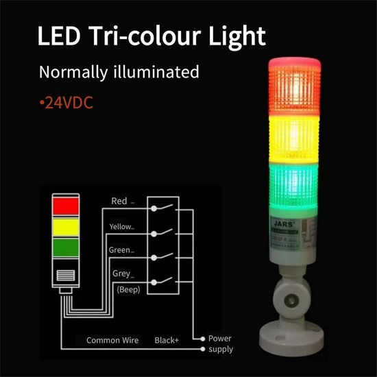 Signaaltoren, 12 Tot 24 V DC LED-signaaltoren Gestapeld Licht Rood Geel