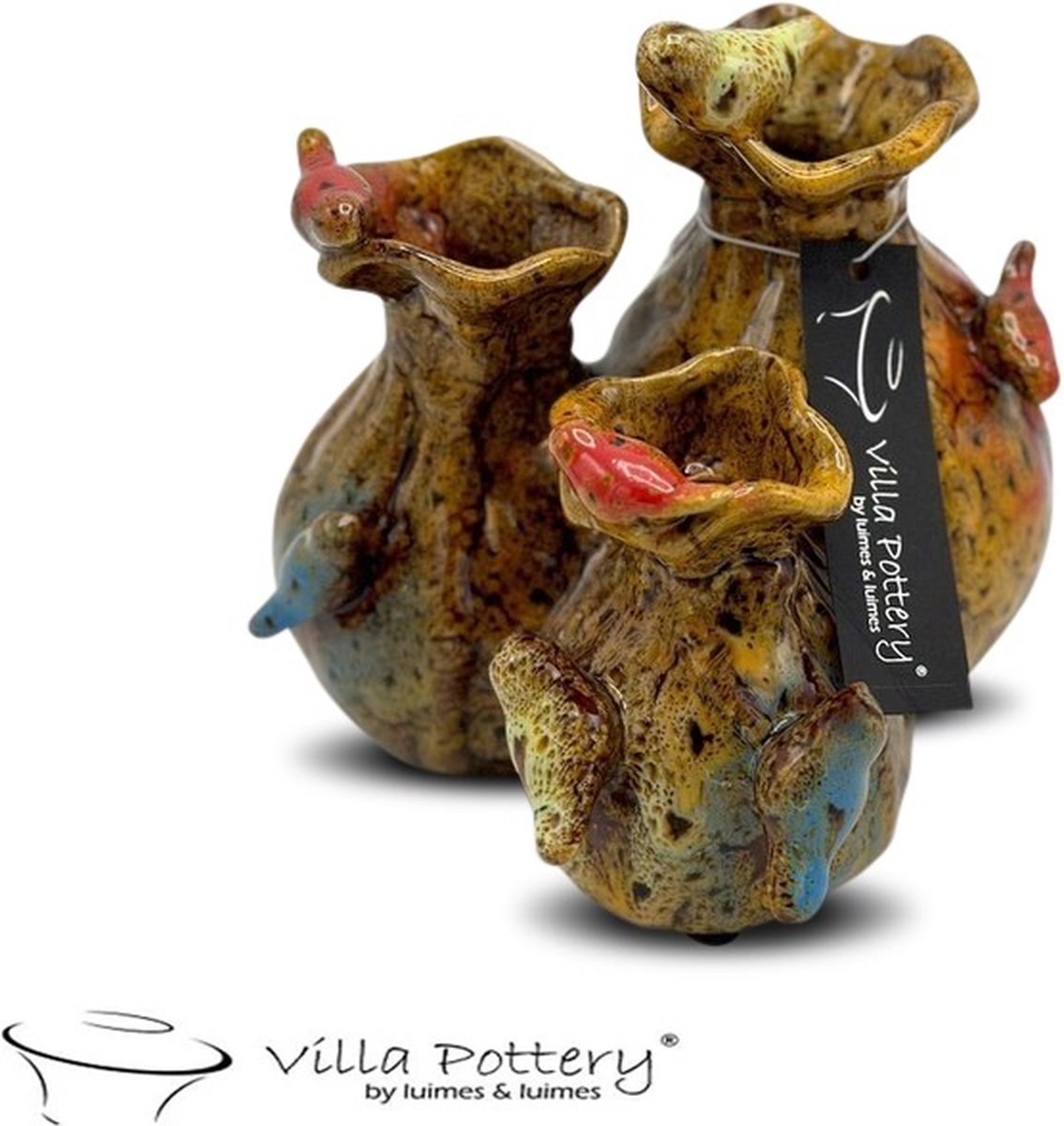 Villa Pottery Gele Vaas Santiago 20x18 Hoog rood