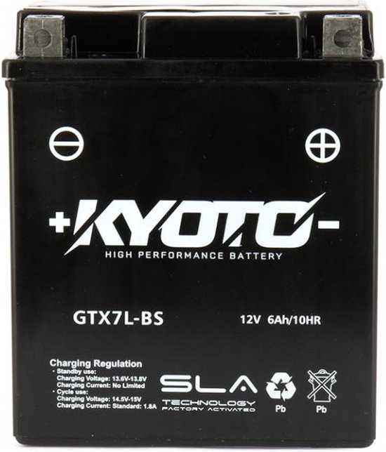SLA-accu van Kyoto voor Honda 600 CB Hornet F vanaf 1998, YTX7L-BS / 12 V, 6 Ah, nieuw