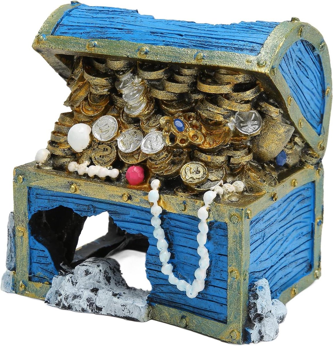 Aquariumschuilplaats - Compact en Leuk - Aquariumschatkistornament - Realistische en Onschadelijke Holle Harsdecorators - Aquariumlandschap - Natuurramp - Nieuwste Design .