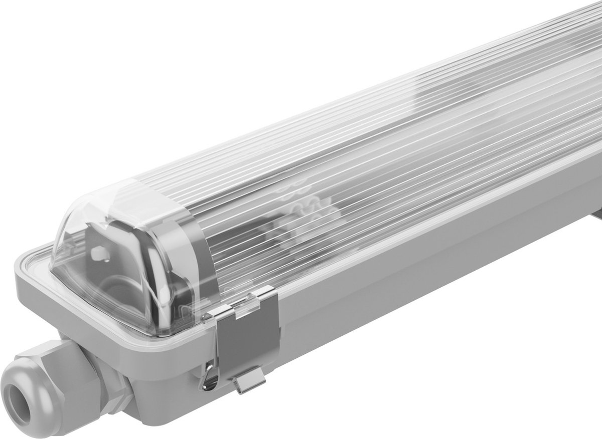 LEDVION LED TL Armatuur - 150CM - RVS Clips - IP65 - Koppelbaar - Excl. LED Buis Grijs