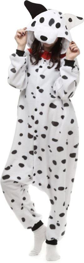 Let op: B-Keuze - KIMU Onesie Dalmatiër Pakje - Maat 98-104 - Dalmatiërpak Hond Kostuum Zwart Wit Gevlekt Pak - Hondenpakje Pakje Kinder Halloween