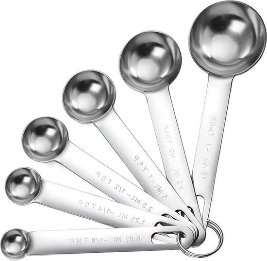 Hemuu 5 PCS Maatlepels Set, Roestvrij Staal Lepel Measuring Spoons Set