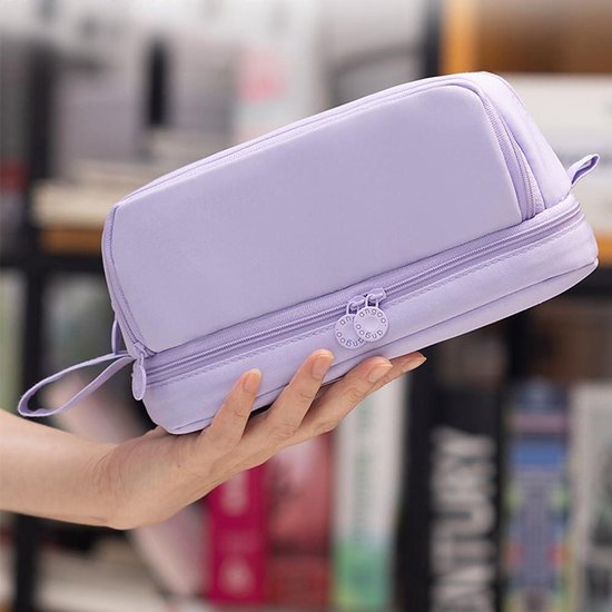 HIQE-FL Etui voor meisjes en tieners, grote capaciteit, duurzaam etui, etui met ritssluiting, perfect voor school, kantoor, groen (Scgrün, dagelijks gebruik