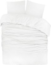 DoubleDry Dekbedovertrek Flanel 100% Zacht Katoen - Tweepersoons 200x200/220 cm + 2 Kussenslopen - Ademend & Huidvriendelijk - Wit
