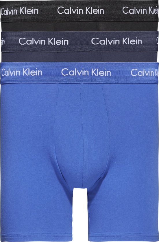 Calvin Klein Boxer Brief 3-Pack - Heren Onderbroek - Blauw/Donkerblauw/Zwart - Maat L
