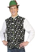 Funny Fashion - Boeren Tirol & Oktoberfest Kostuum - Tiroler Vest Bloeiende Alpenwei Man - Groen, Zwart - Maat 52-54 - Bierfeest - Verkleedkleding