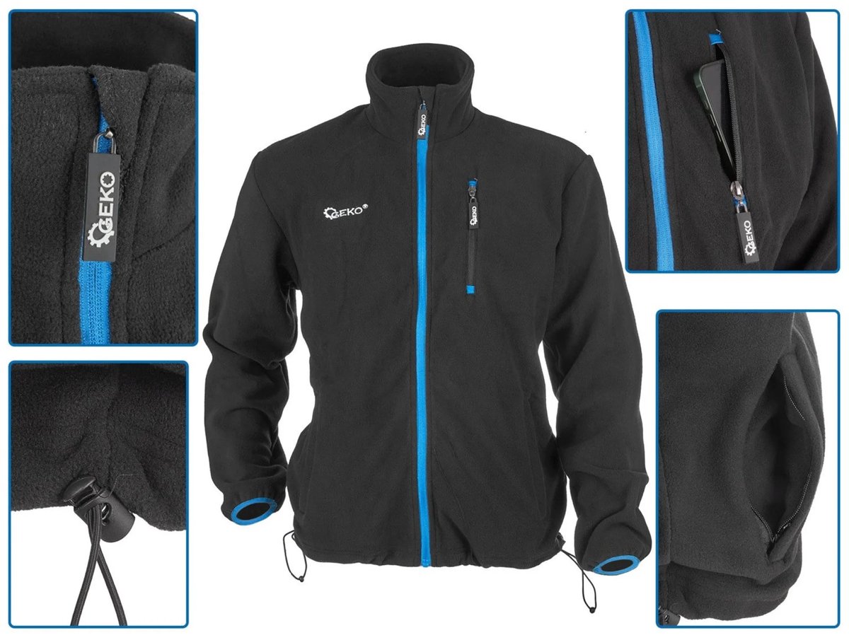 GEKO Polar fleece jack – Warm & lichtgewicht 3 zakken Verstelbare zoom Blauw