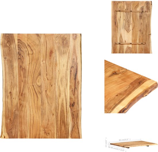 vidaXL Tafelblad ovaal 80x40x2,5 cm massief ruw mangohout, vervangend tafelblad, blad, vervangend houten tafelblad, meubelpaneel, houten blad