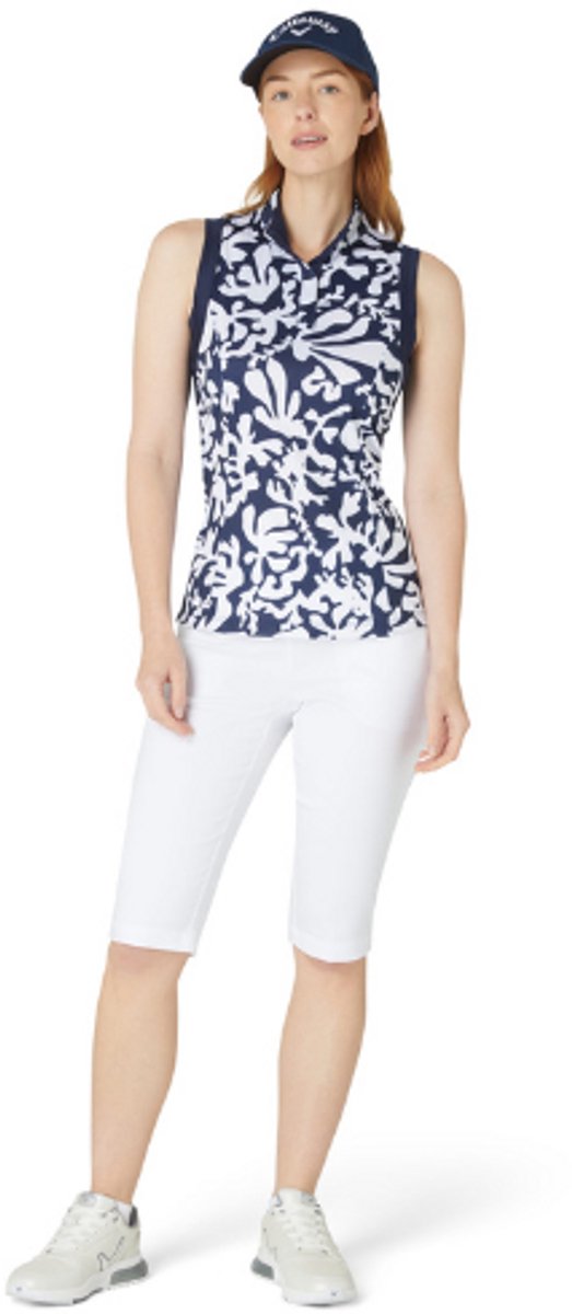 Callaway Abstract Floral Sleeveless Polo Dames Peacoat van Merkloos — afbeelding 5