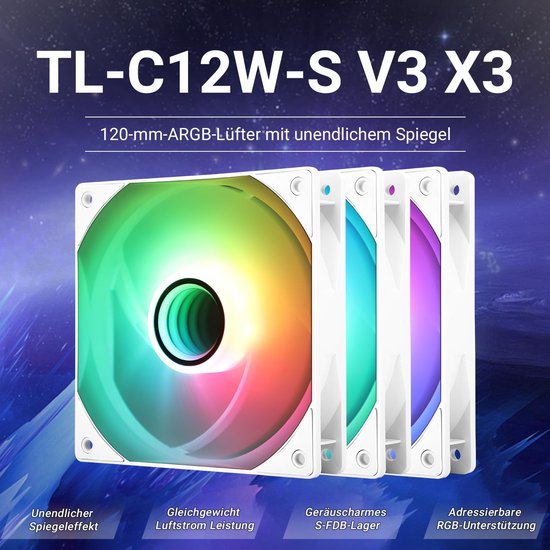 Thermalright TL-C12PRO - Ventilatore per CPU da 120 mm, S-FDB Bearing, ventola per computer per controllo PWM, 1850 RPM di Performance Airflow Fan (nero