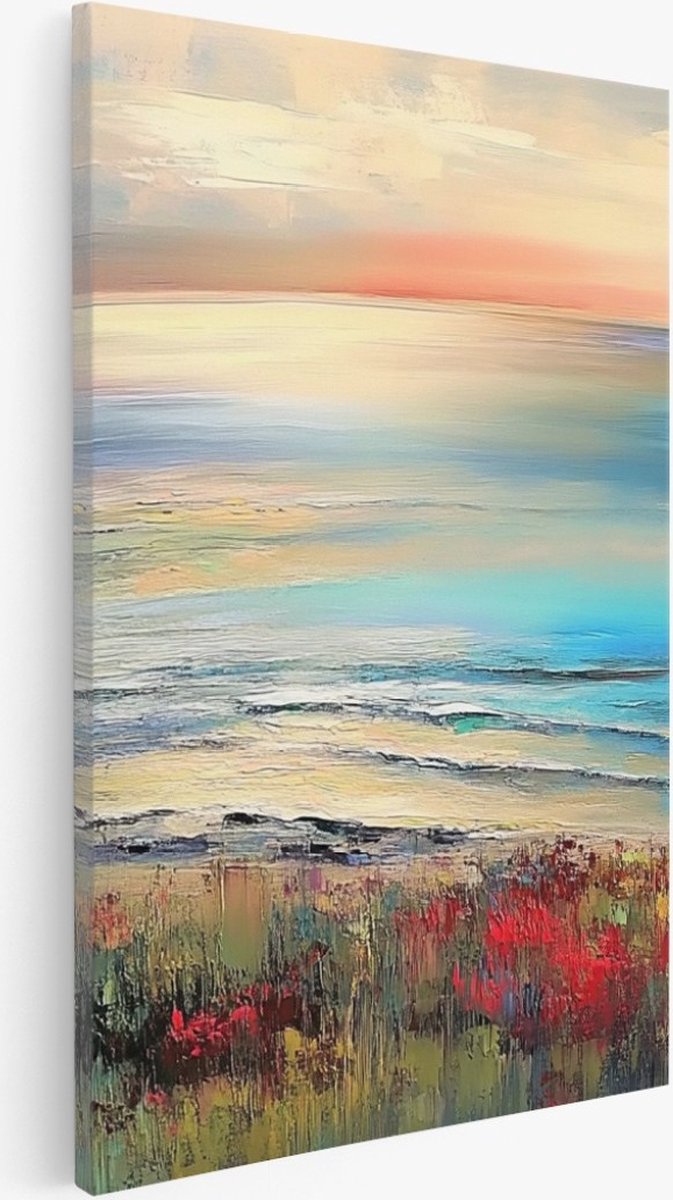 Saammp Canvas Schilderij - Landschap - Groen - Abstract - 80x120 - Foto op canvas - Wanddecoratie - Muurdecoratie Woonkamer - Kantoor Decoratie Multicolor