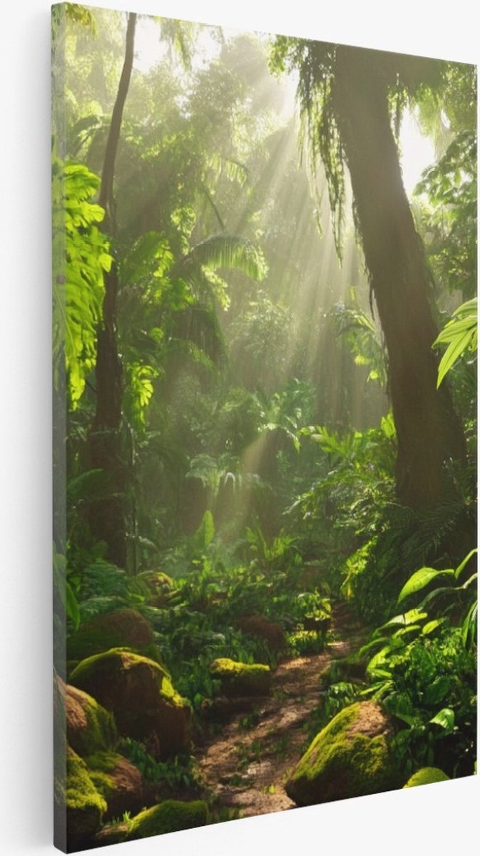 Saammp Canvas Schilderij - Natuur - Jungle - landschap - 40x50 - Foto op canvas - Wanddecoratie - Muurdecoratie Woonkamer - Slaapkamer decoratie - Canvas Print Multicolor
