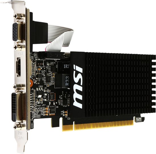 MSI NVIDIA GeForce GT 710 2GD3H LP - Videokaart - PCI Express 2.0 x16 - GDDR3 - 1x HDMI 1.4 - 1x DVI-D - 1x VGA