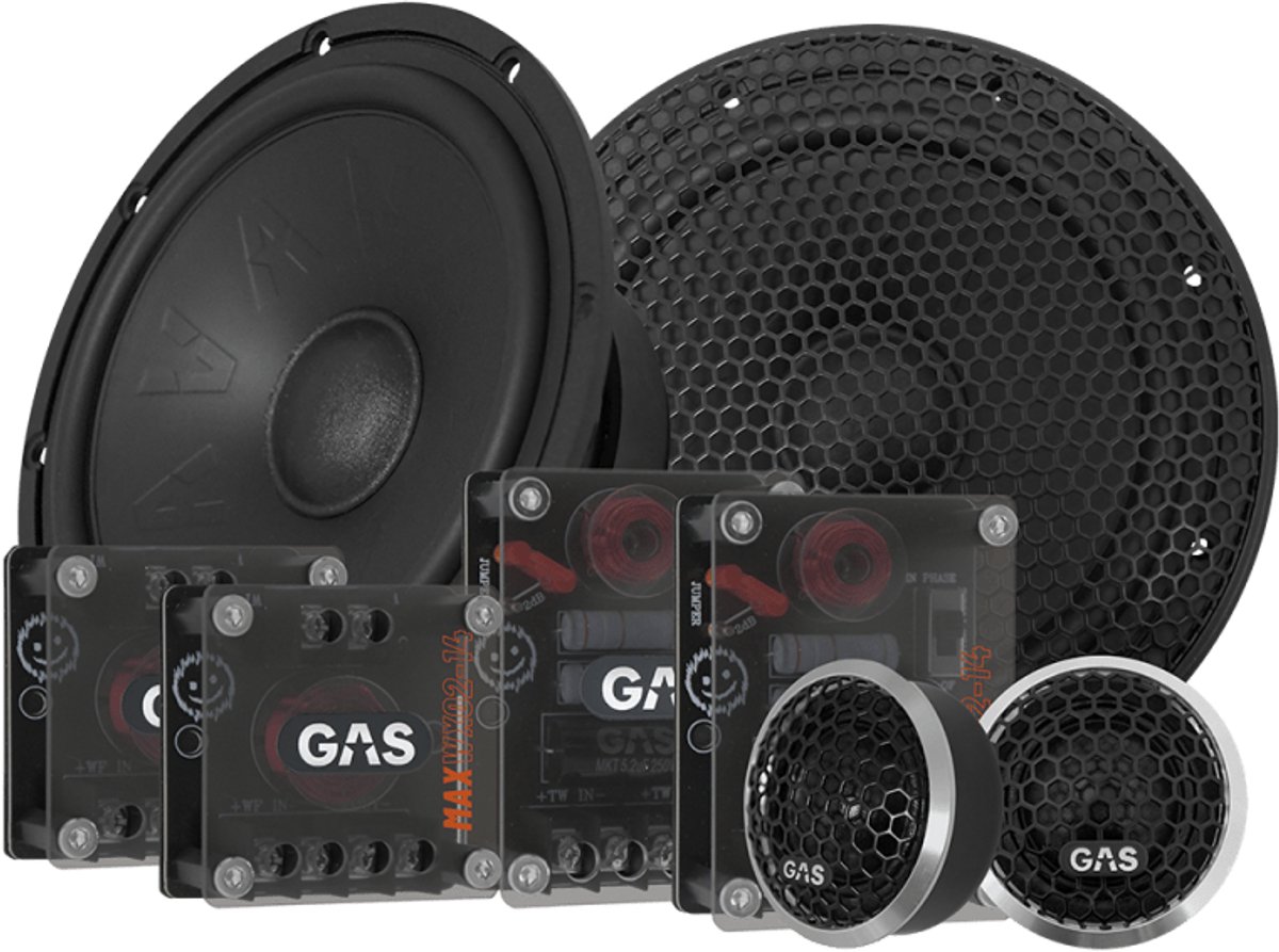 Gas Audio Power Gas Max Level 2 Component Kit 6.5 voor Auto Geluidssystemen en Hoogwaardige Geluidskwaliteit