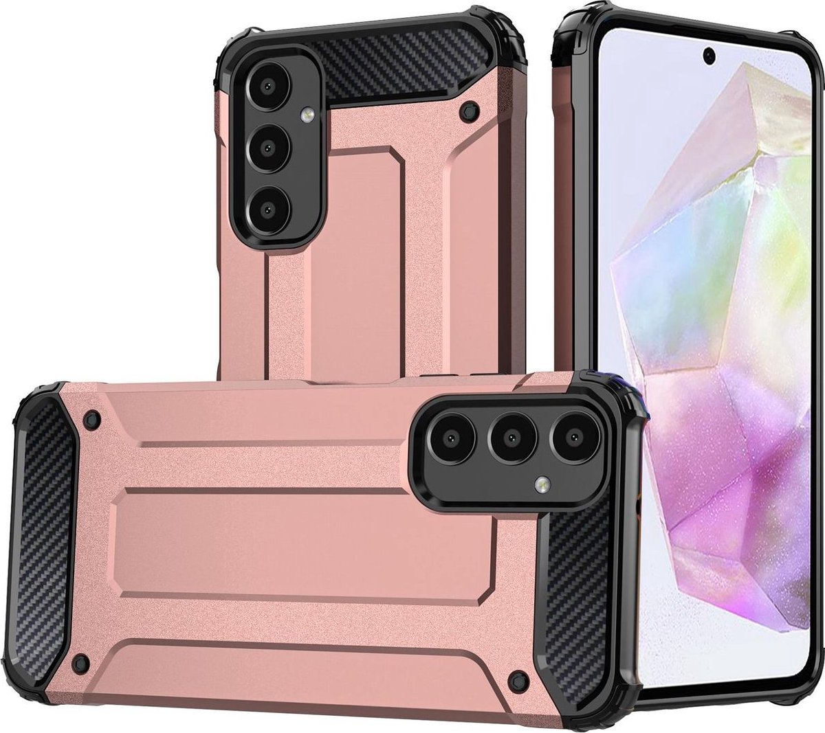 Mobigear Hoesje geschikt voor Samsung Galaxy A16 Telefoonhoesje Hardcase | Mobigear Outdoor Backcover Shockproof | Schokbestendig Galaxy A16 Telefoonhoesje | Anti Shock Proof - Roségoud