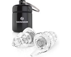 Senner ® PartyPro Oordoppen | Oordopjes voor concert, festival, muziek, feest en disco, Gehoorbescherming met aluminium doosje, Onzichtbaar in het oor, Muziek oortjes transparant