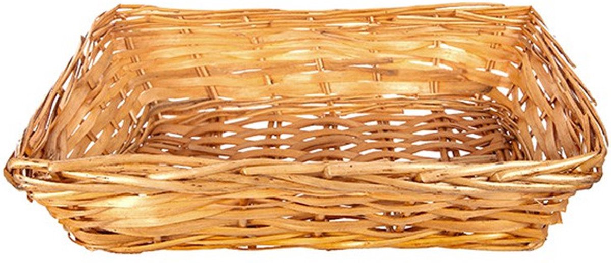 CM Rieten mandje - bruin - 36 x 26 x 10 cm - rechthoek - opbergmand