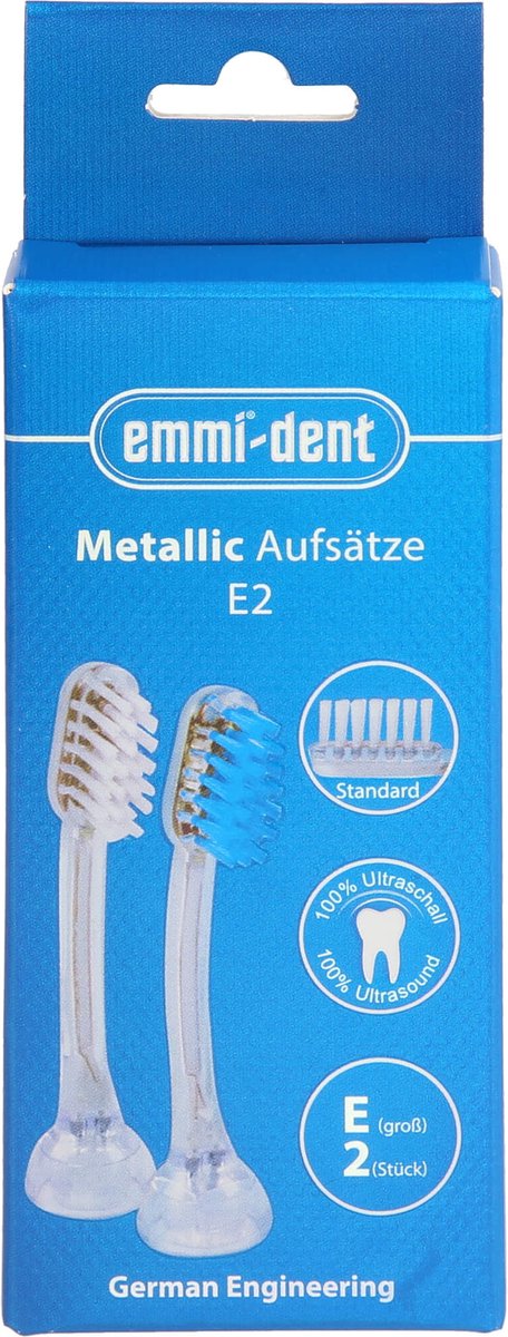 EmmiDent opzetborstel voor elektrische tandenborstel E2 voor volwassen 2 stuks Wit