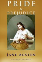 Boekomslag van "Pride & Prejudice" van Jane Austen, met een schilderij van een jonge vrouw met een duif.