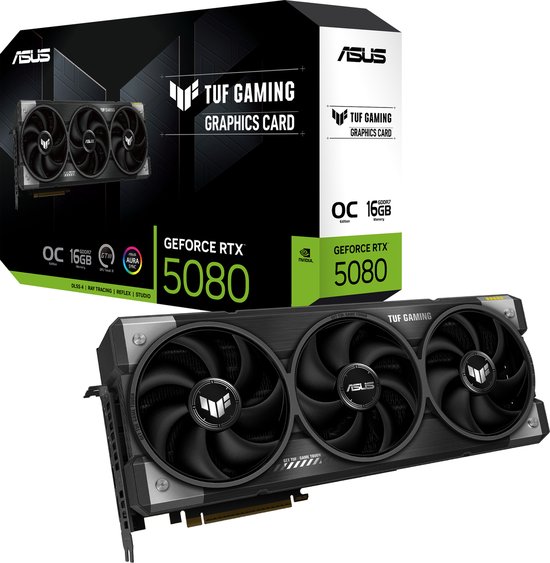 ASUS TUF Gaming NVIDIA GeForce RTX 5080 O16G - Videokaart - 16GB - GDDR7 - PCIe 5.0 - 2x HDMI 2.1b - 3x DisplayPort 2.1a