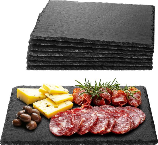 serveerschalen // 5-delig, 4 zwierige schalen en 1 leisteen plaat, voor het serveren