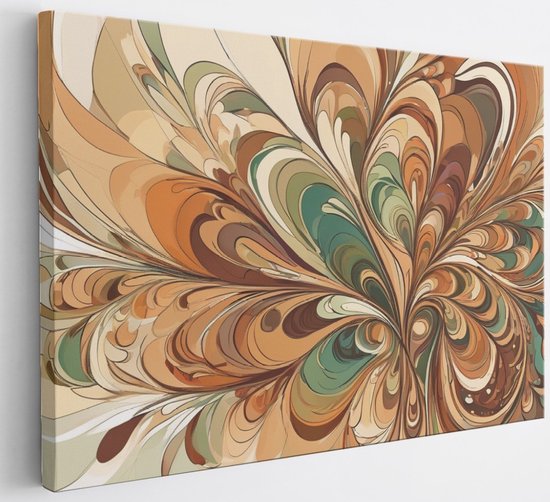Saammp Canvas Schilderij - Patroon - Groen - Abstract - 60x40 - Foto op canvas - Wanddecoratie - Muurdecoratie Woonkamer - Slaapkamer decoratie - Canvas Print
