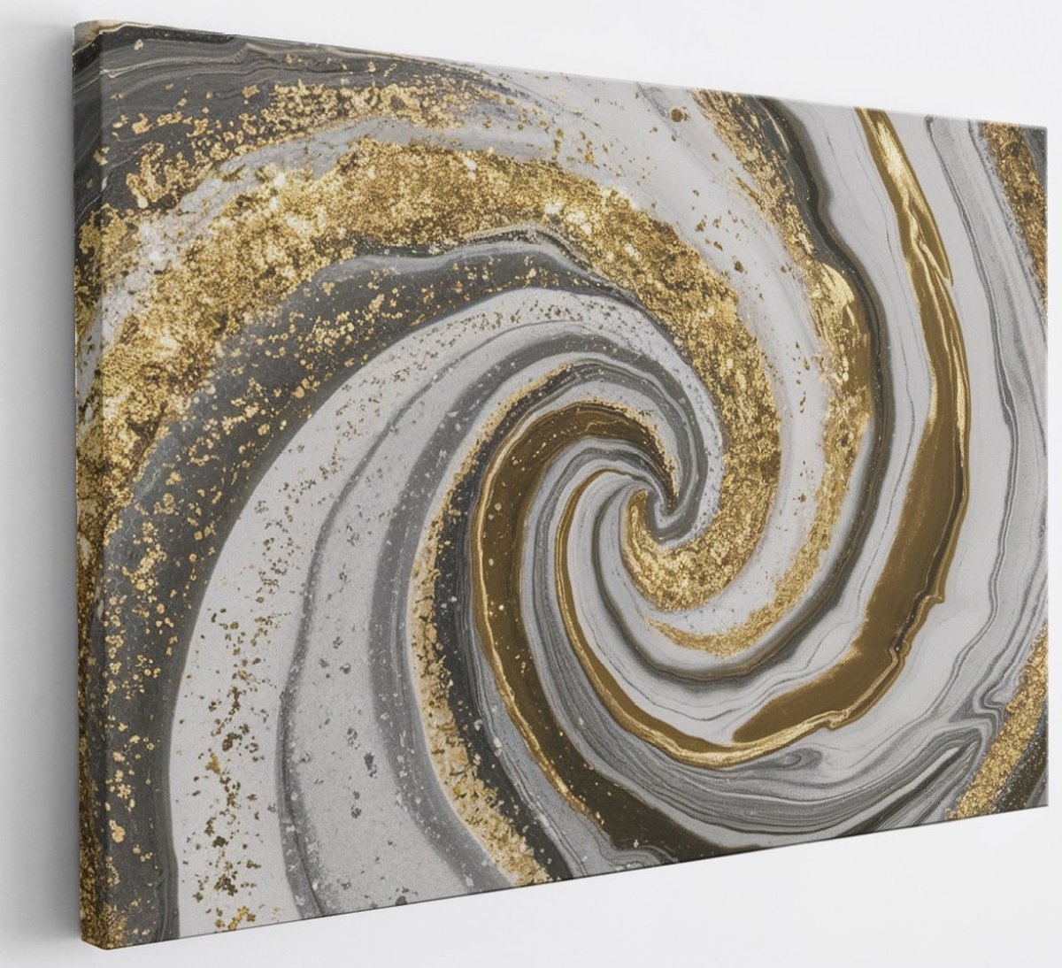 Saammp Canvas Schilderij - Goud zilver - Abstract - 70x50 - Foto op canvas - Wanddecoratie - Muurdecoratie Woonkamer - Slaapkamer decoratie - Canvas Print Multicolor