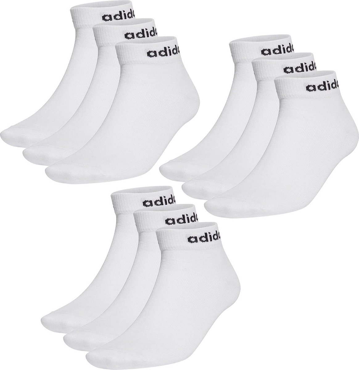 SOKKEN 9 paar adidas NC Ankle Performance Sneaker Quarter Socks unisex korte sokken Wit