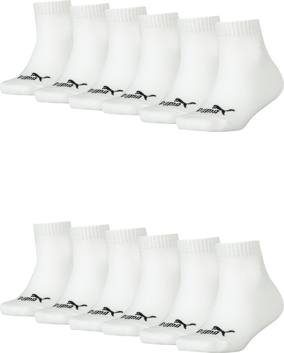 12 PACK Puma KIDS Quarter Socks sneakermaat 27 38 voor meisjes en jongens Wit