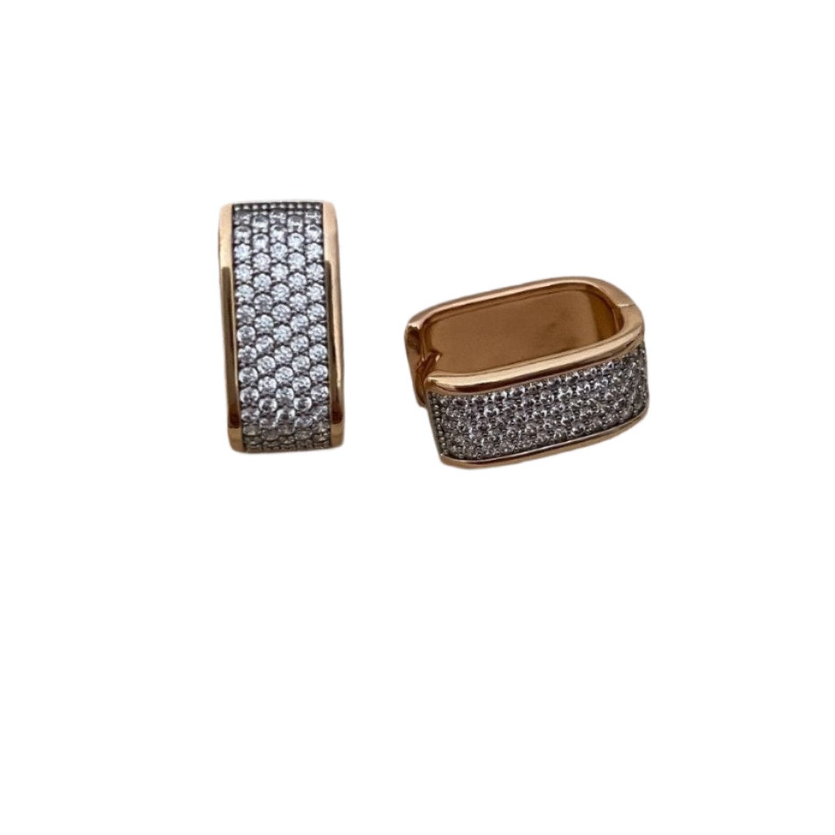 Gold Rectangular Diamond Earrings