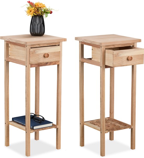 nachtkastje set van 2 - met lade - 60 cm hoog - tot 10 kg - hout