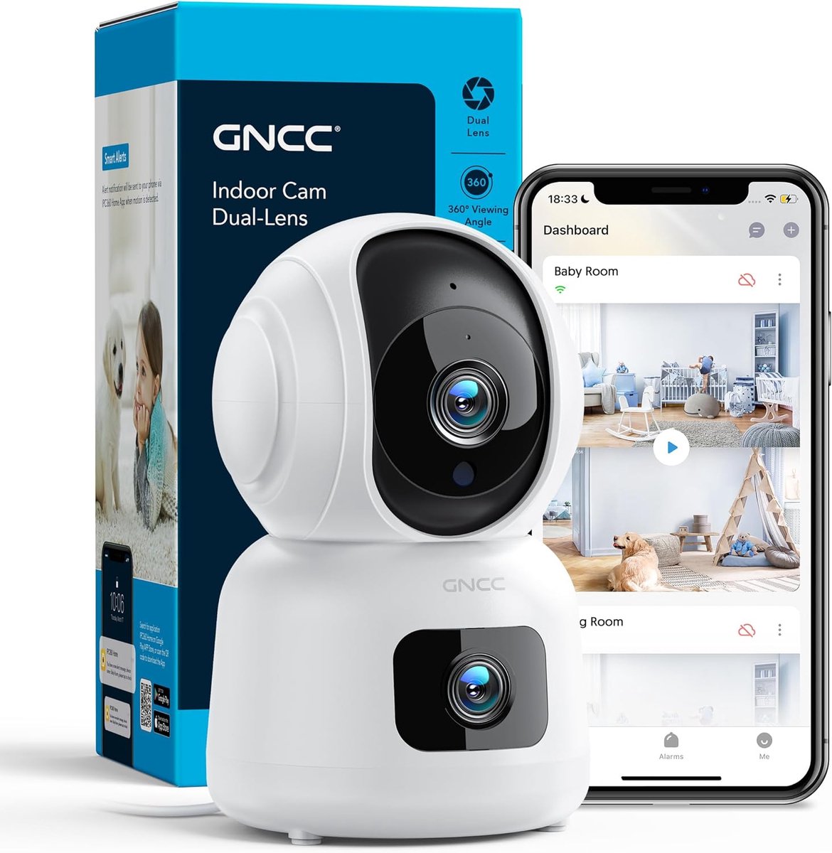 Bewegingsdetectie Beveiligingscamera voor Binnen met 360° Rotatie en Nachtzicht