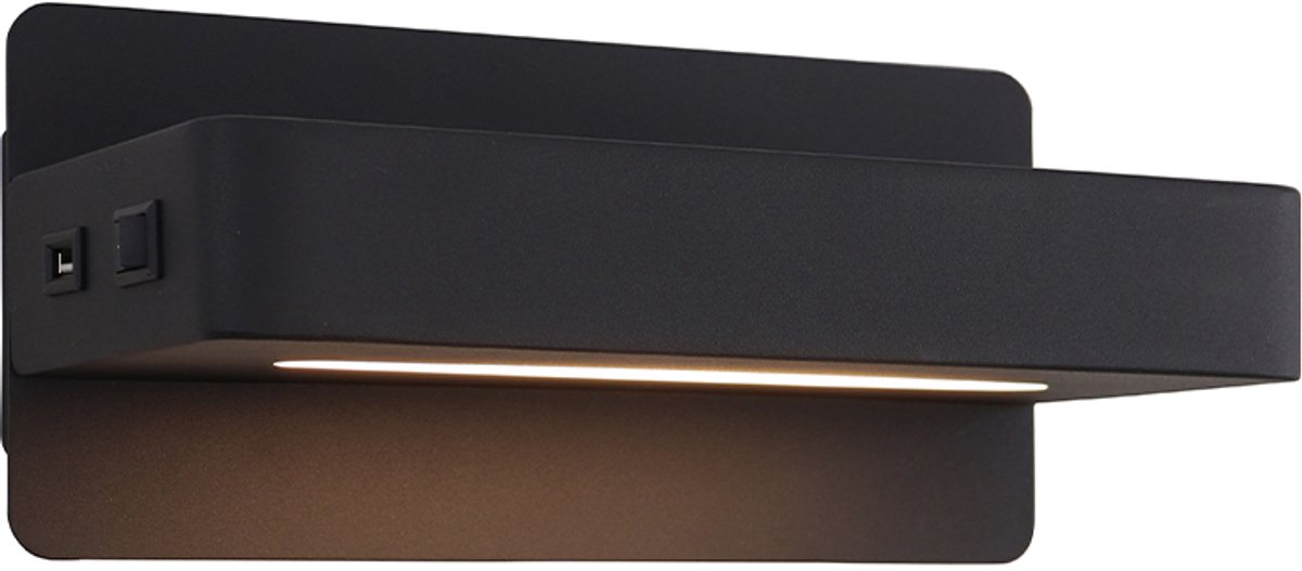 Olucia - GREGOR - Wandlamp - Zwart - Vorm: Rechthoek