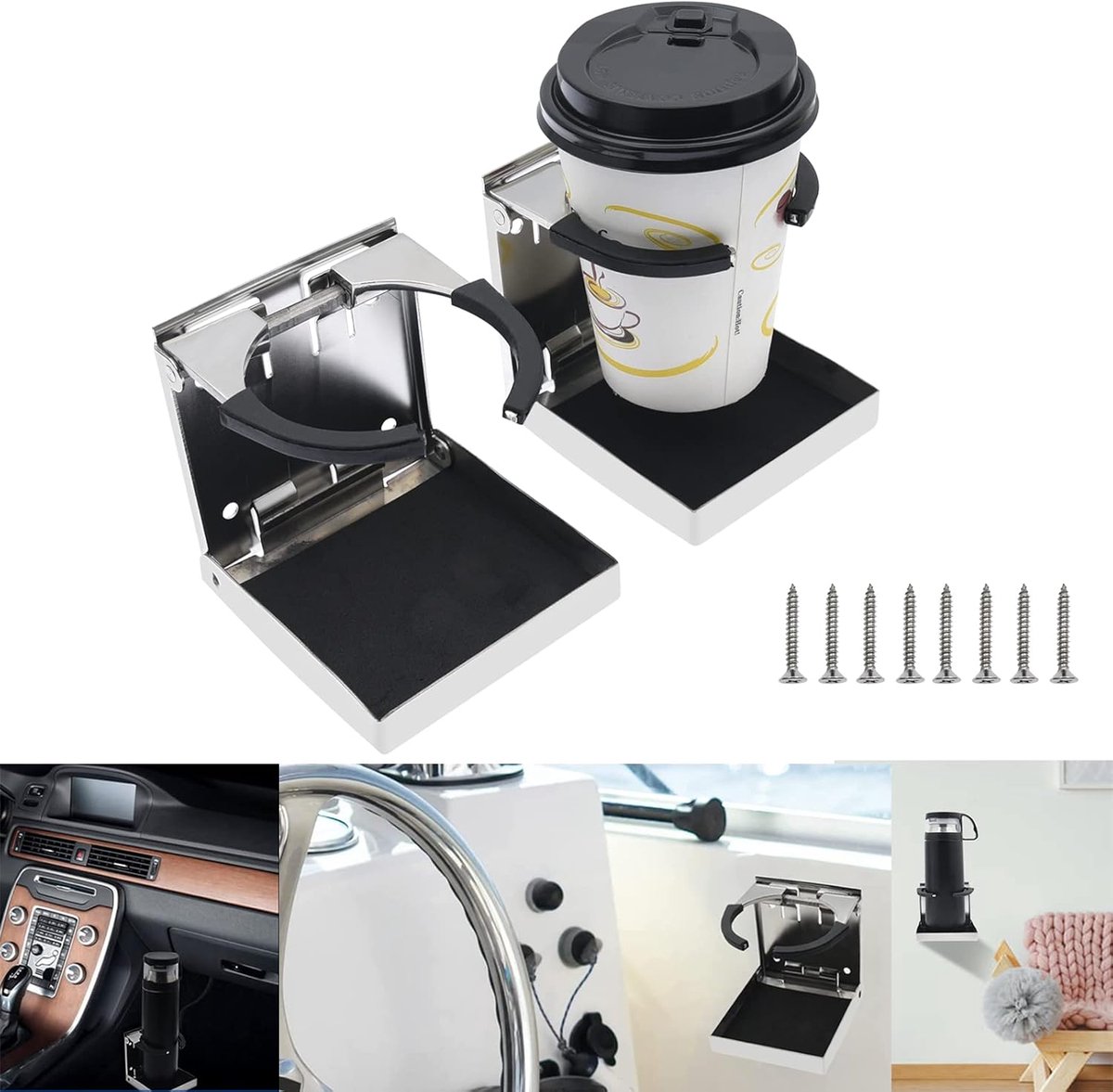 2 stuks roestvrij staal verstelbare flap beker bekerhouder marine boot vrachtwagen RV set bootaccessoires