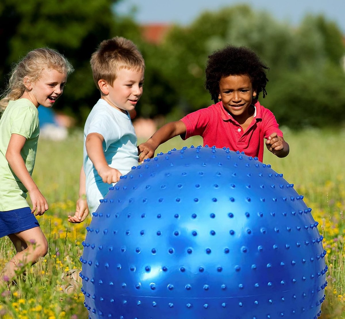 Grote sensorische massageballen voor kinderen, 85 cm, springende yogaballen, grote opblaasbare trainingsbal met tactiele spikes, outdoor ballen, speelballen, strandballen
