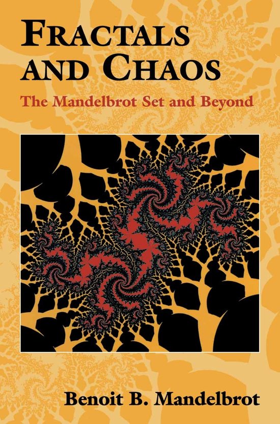 Livre "Fractals and Chaos" avec un fractal rouge détaillé au centre, sur fond noir. Le titre et sous-titre sont au-dessus, l'auteur en dessous.