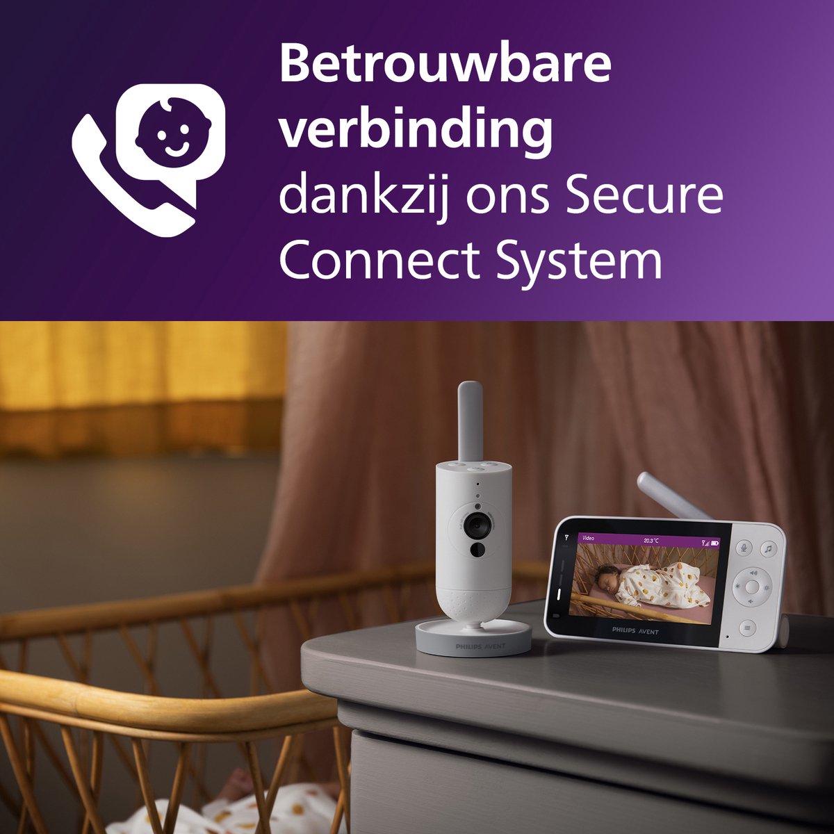 Afbeelding 2 van Philips Avent Babyfoon met camera en app - Lichtgrijs - Babymonitor - SCD921/26
